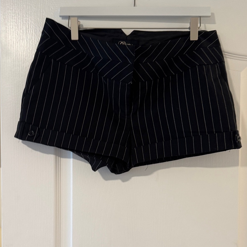 Guess Navy Pinstripe High Waist Shorts